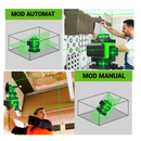 Λέιζερ αλφάδι 4D ΜΕ 16 γραμμές, 4 δέσμες x 360 μοίρες, Πράσινες γραμμές, Εμβέλεια 25m, Ακρίβεια ± 2mm/10m, Αυτοεπιπεδούμενο, Ορθή γωνία, Μπαταρίες 2 x 4000 mAh 4.2V, Τηλεχειριστήριο