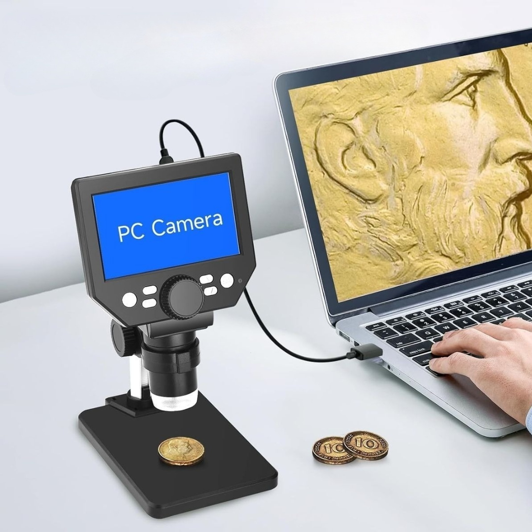 Ψηφιακό Φορητό Μικροσκόπιο Οθόνη LCD 4.3 ιντσών Zoom 1X–1000X, 1080P, Ρυθμιζόμενος Φωτισμός LED