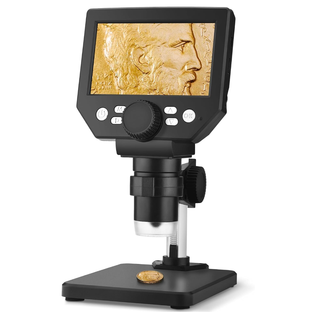 Ψηφιακό Φορητό Μικροσκόπιο Οθόνη LCD 4.3 ιντσών Zoom 1X–1000X, 1080P, Ρυθμιζόμενος Φωτισμός LED