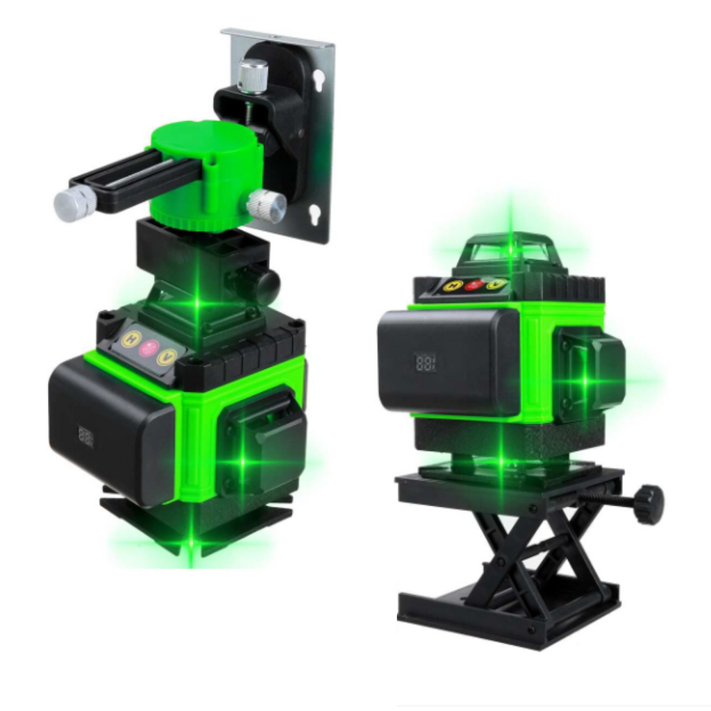 Λέιζερ αλφάδι 4D ΜΕ 16 γραμμές, 4 δέσμες x 360 μοίρες, Πράσινες γραμμές, Εμβέλεια 25m, Ακρίβεια ± 2mm/10m, Αυτοεπιπεδούμενο, Ορθή γωνία, Μπαταρίες 2 x 4000 mAh 4.2V, Τηλεχειριστήριο