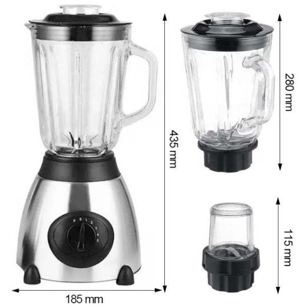 Ηλεκτρικό Μπλέντερ 2 σε 1 με Μύλο | 1.5L | 650W | 5 Ταχύτητες + Λειτουργία Pulse | Λεπίδες από Ανοξείδωτο Ατσάλι | Ανάμιξη, Smoothie, Θρυμματισμός Πάγου